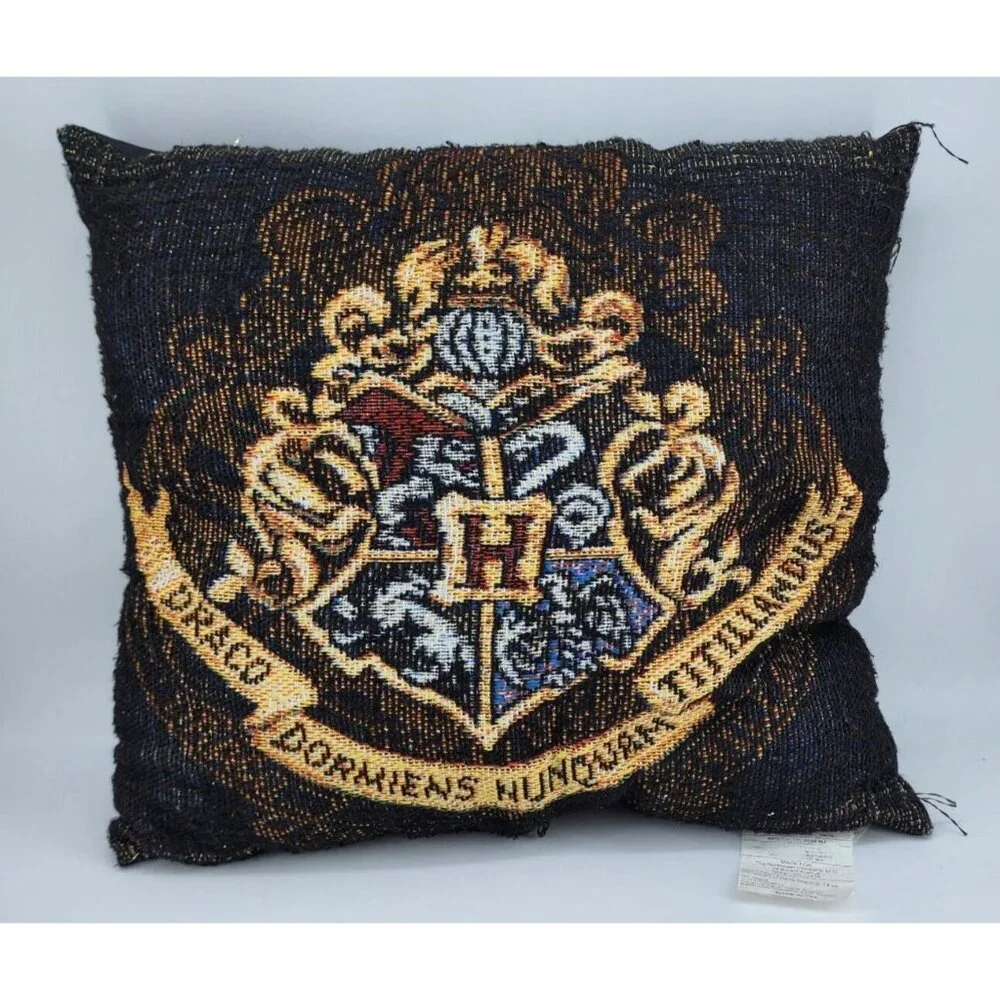 VTG x2 Harry Potter Hogwarts Crest/Marauder's‎ Map Woven Tapestry Throw Pillows